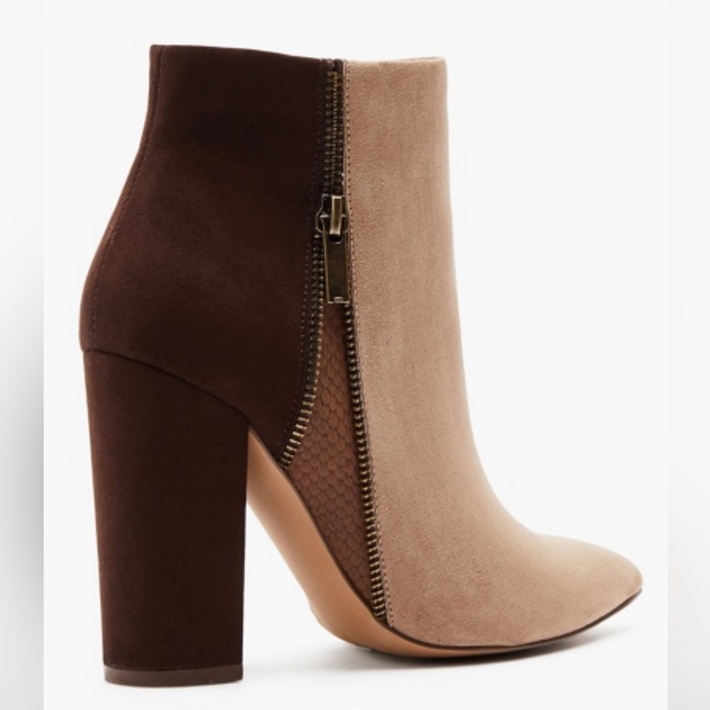 Patchwork Block Heeled Boots - image 5